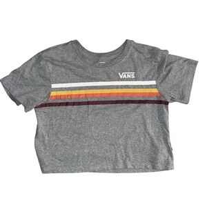 Vans Gray Tee with Multicolor Stripes cropped